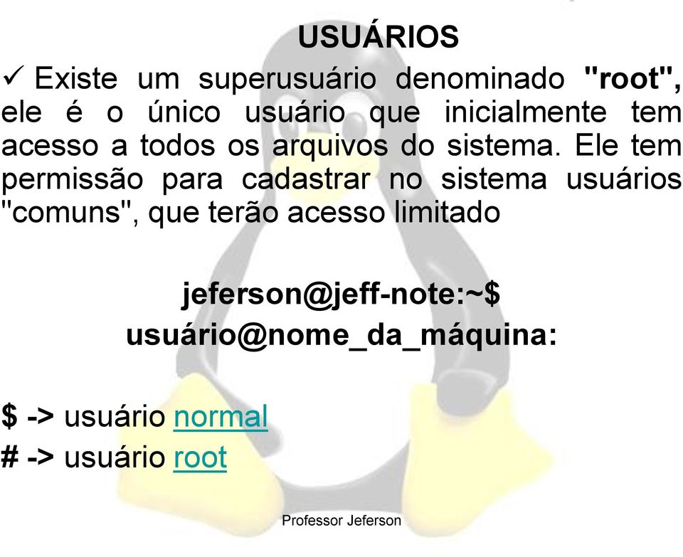 Ele tem permissão para cadastrar no sistema usuários "comuns", que terão