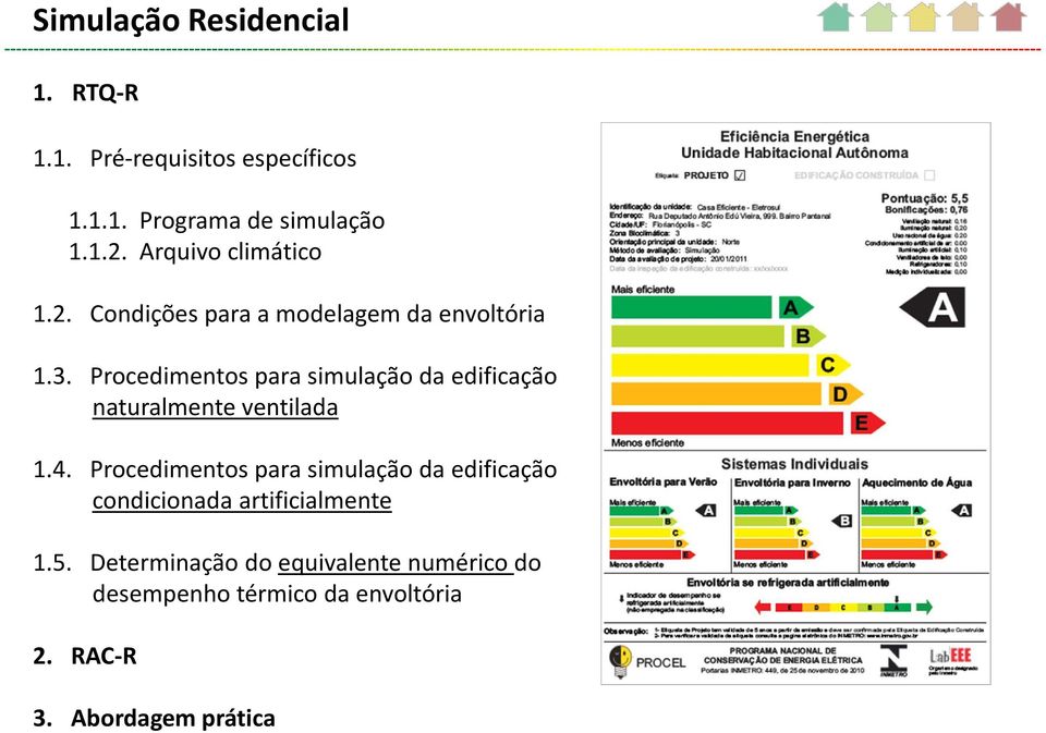 Procedimentos para simulação da edificação naturalmente ventilada 1.4.