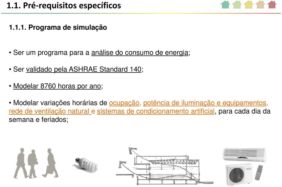 Modelar variações horárias de ocupação, potência de iluminação e equipamentos, rede de