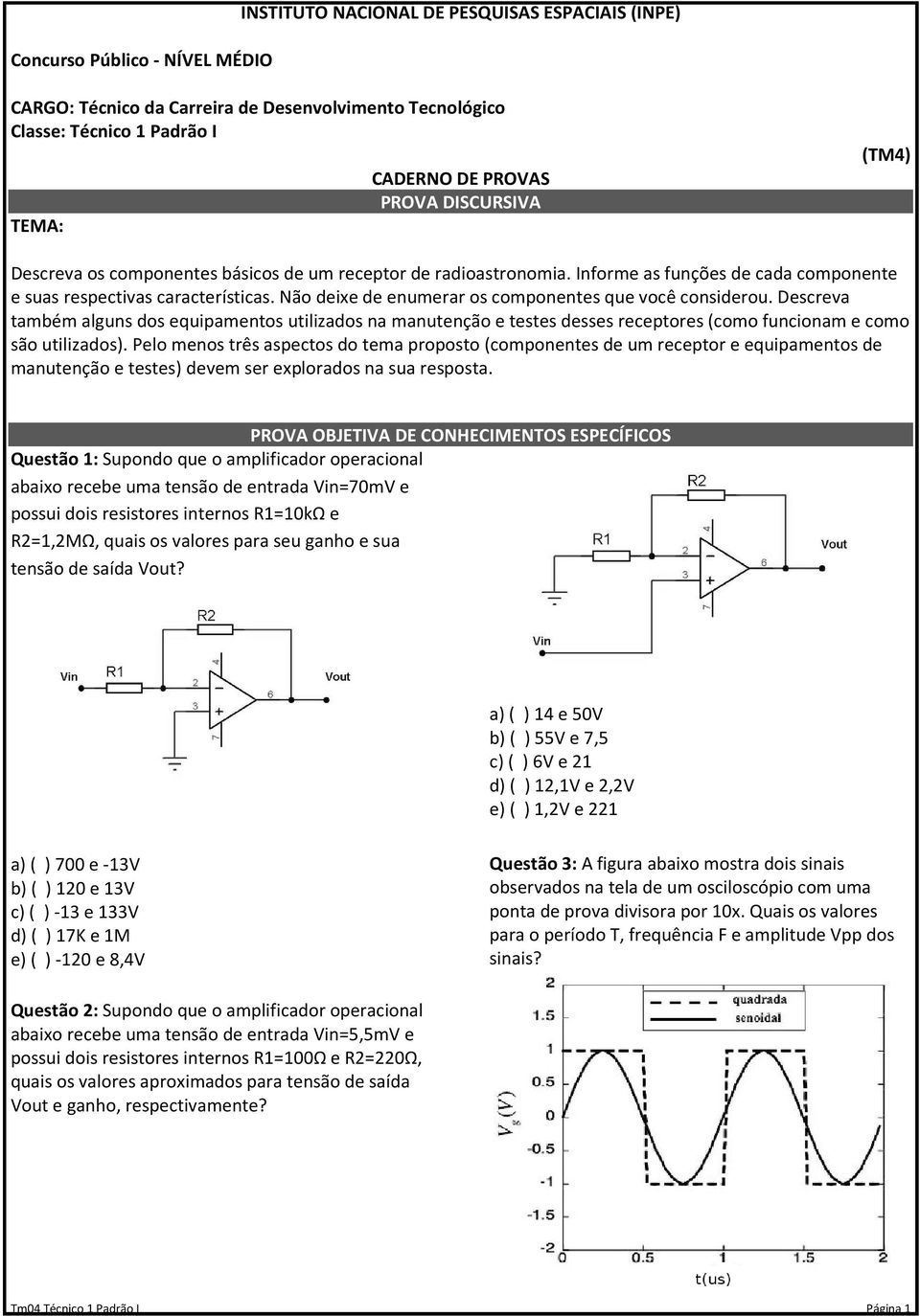 Não deixe de enumerar os componentes que você considerou. Descreva também alguns dos equipamentos utilizados na manutenção e testes desses receptores (como funcionam e como são utilizados).