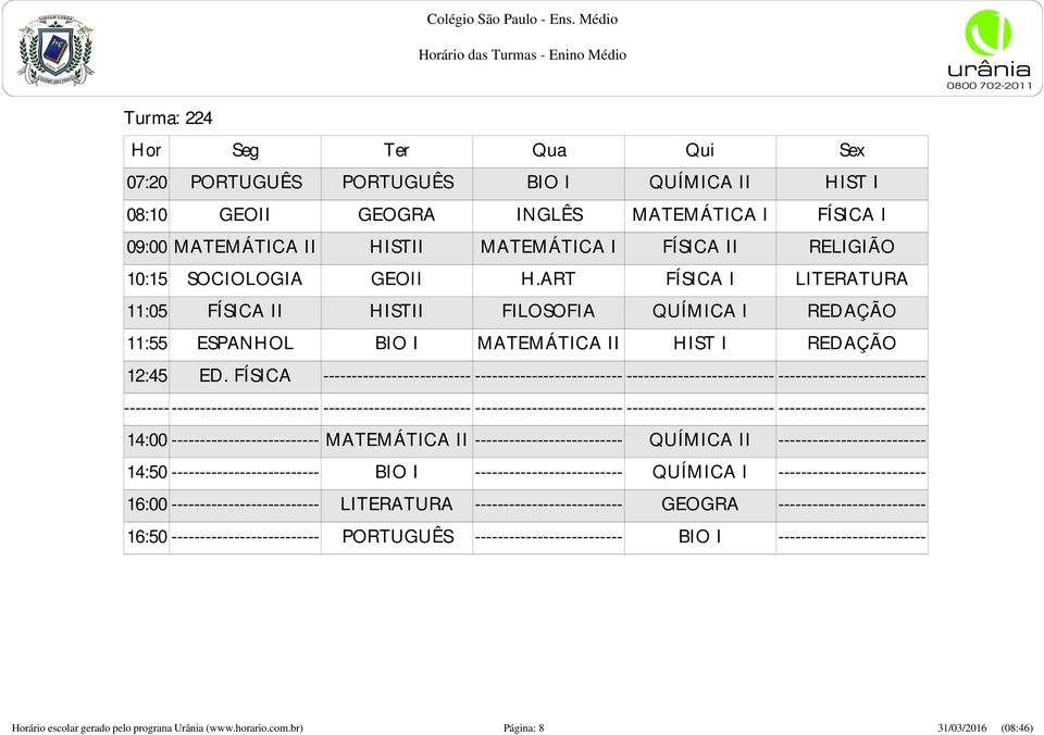 -------------------------- -------------------------- -------------------------14:00 -------------------------- MATEMÁTICA II -------------------------- I -------------------------14:50