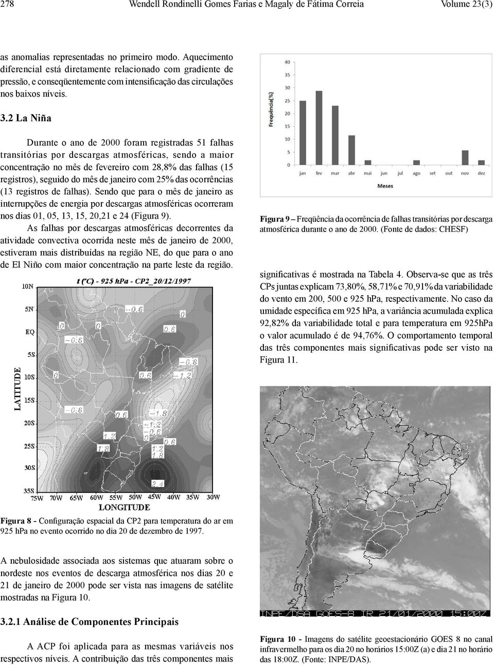 2 La Niña Durante o ano de 2000 foram registradas 51 falhas transitórias por descargas atmosféricas, sendo a maior concentração no mês de fevereiro com 28,8% das falhas (15 registros), seguido do mês