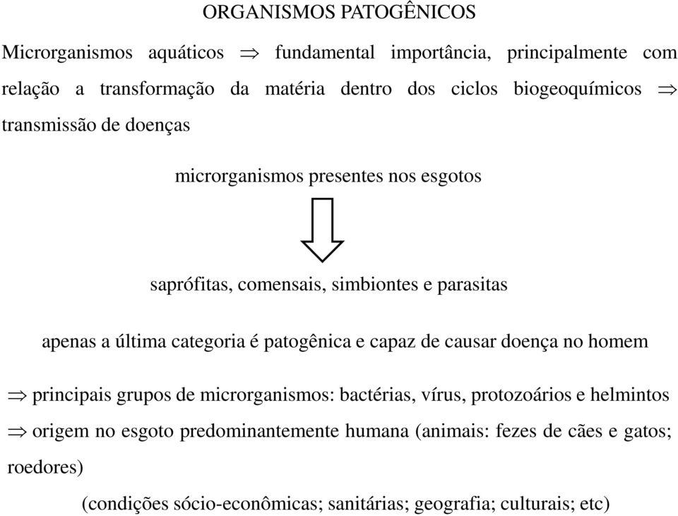 última categoria é patogênica e capaz de causar doença no homem principais grupos de microrganismos: bactérias, vírus, protozoários e