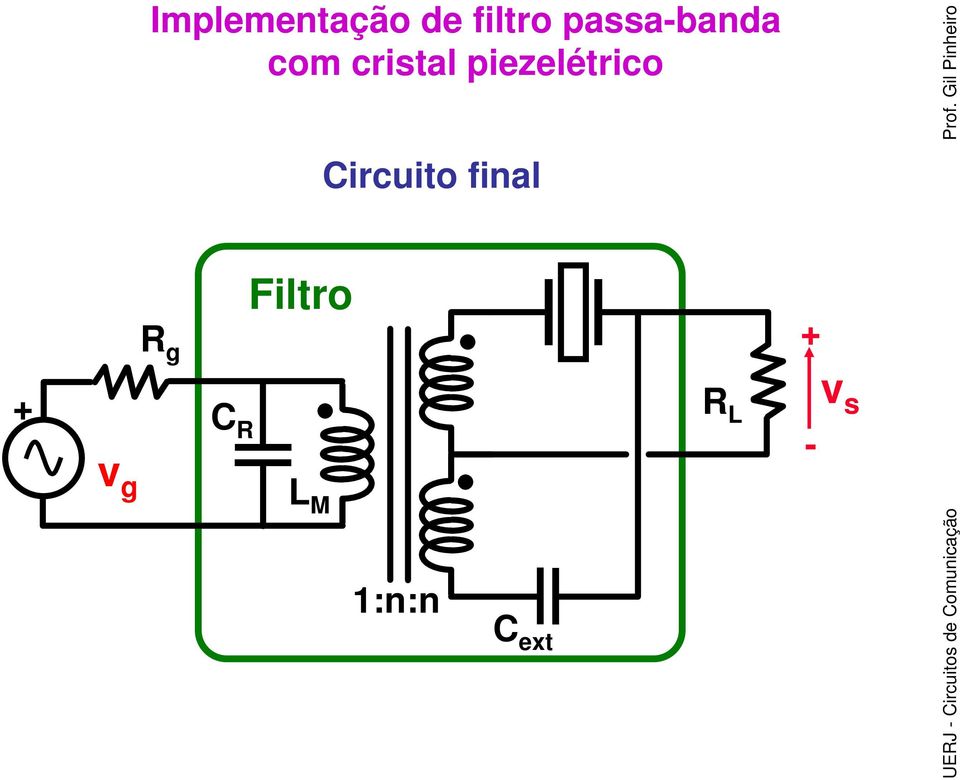 filtro passabanda com cristal