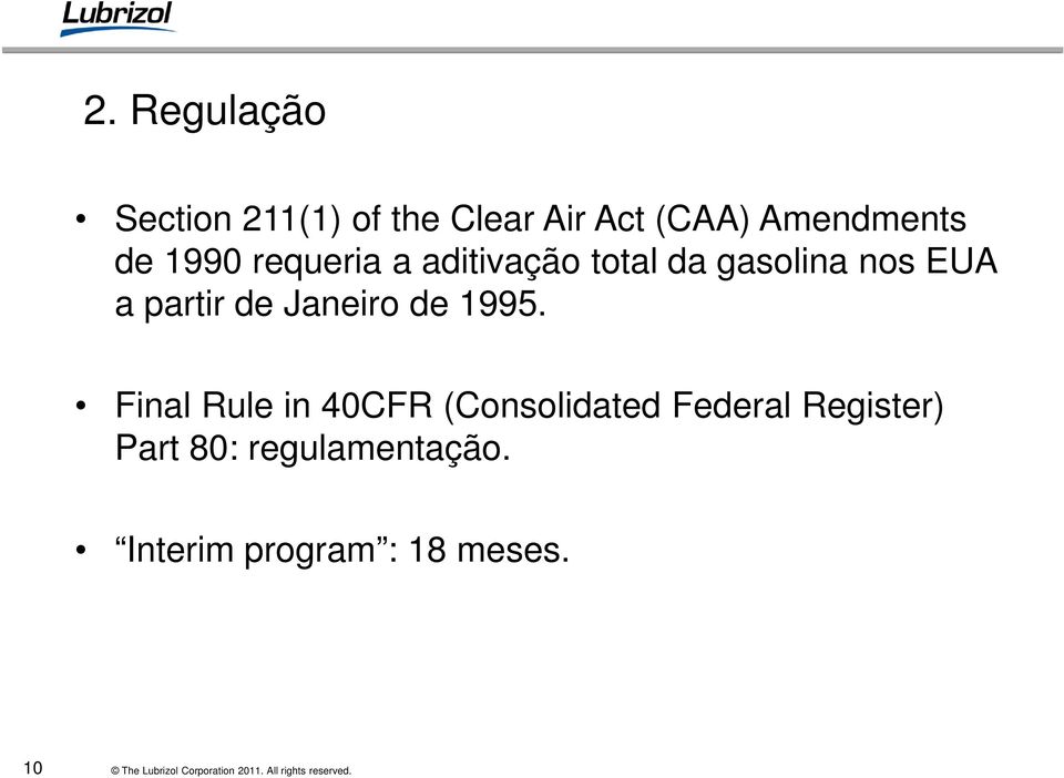 EUA a partir de Janeiro de 1995.