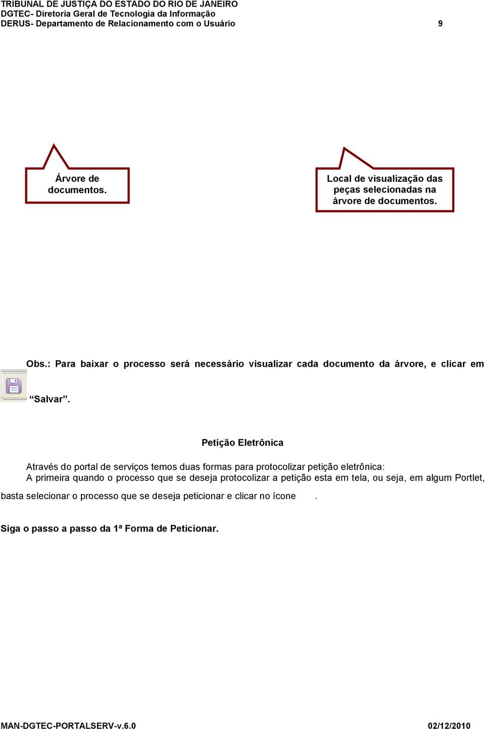 Petição Eletrônica Através do portal de serviços temos duas formas para protocolizar petição eletrônica: A primeira quando o processo que se