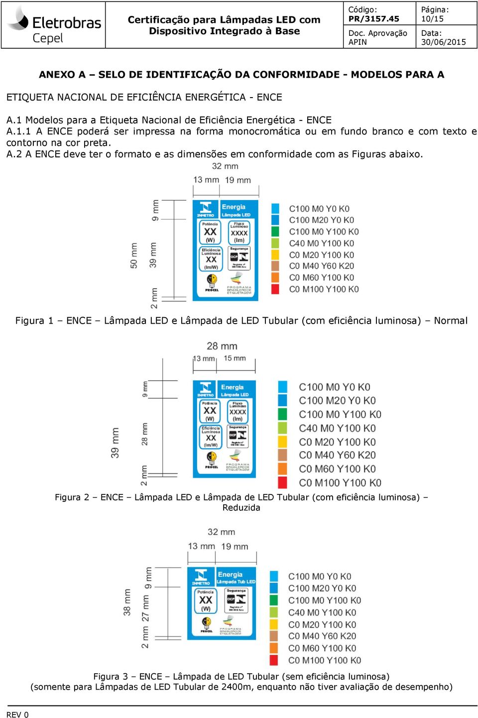 A.2 A ENCE deve ter o formato e as dimensões em conformidade com as Figuras abaixo.