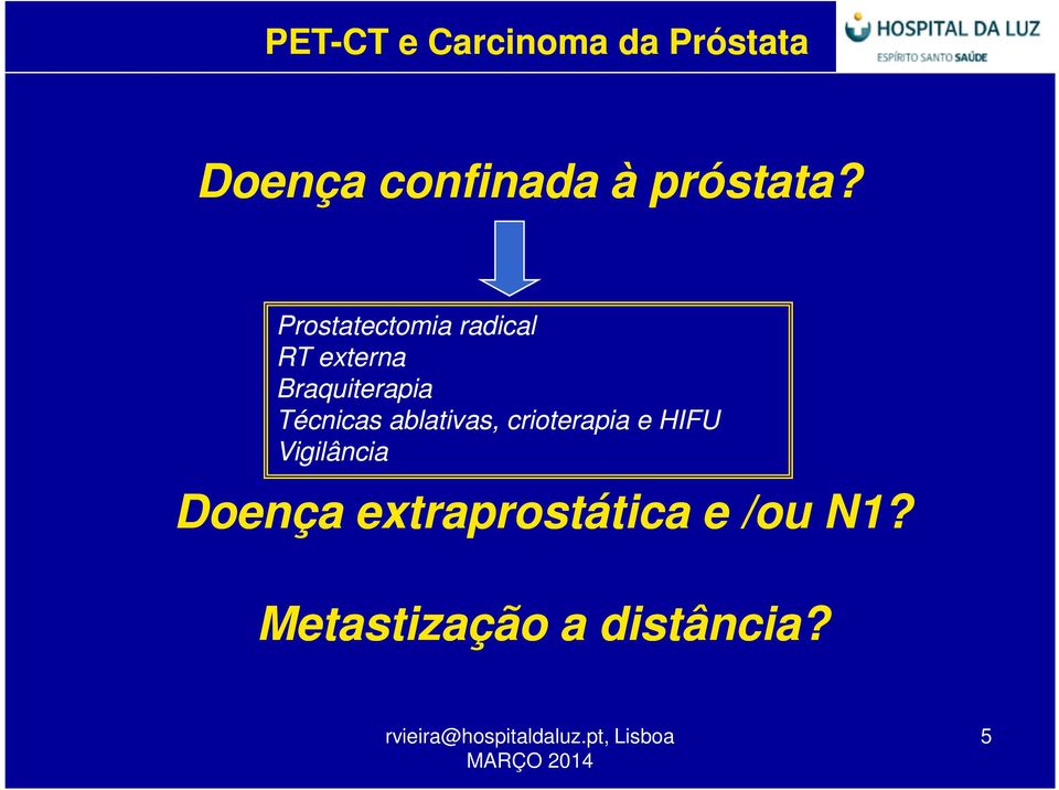 Técnicas ablativas, crioterapia e HIFU Vigilância