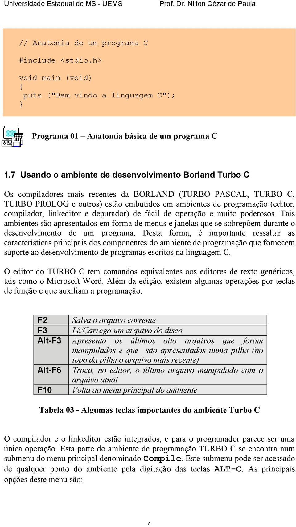 compilador, linkeditor e depurador) de fácil de operação e muito poderosos. Tais ambientes são apresentados em forma de menus e janelas que se sobrepõem durante o desenvolvimento de um programa.