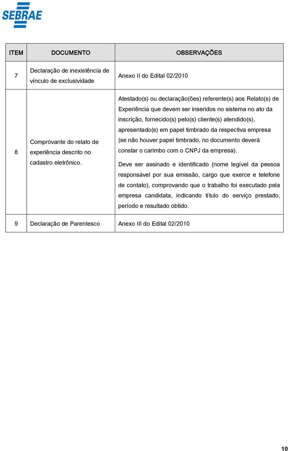 timbrado da respectiva empresa (se não houver papel timbrado, no documento deverá constar o carimbo com o CNPJ da empresa).