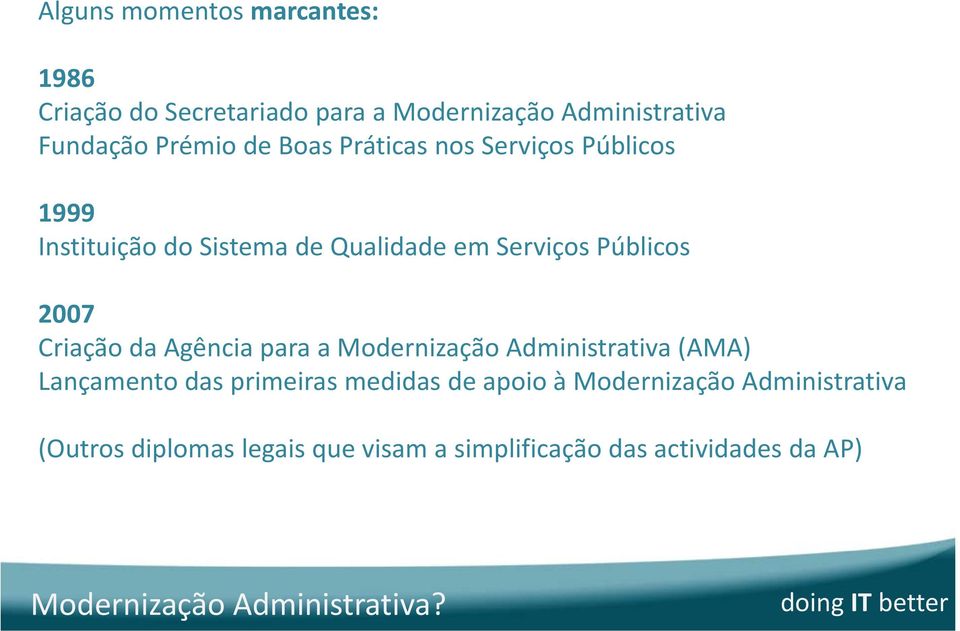 da Agência para a Modernização Administrativa (AMA) Lançamento das primeiras medidas de apoio à Modernização