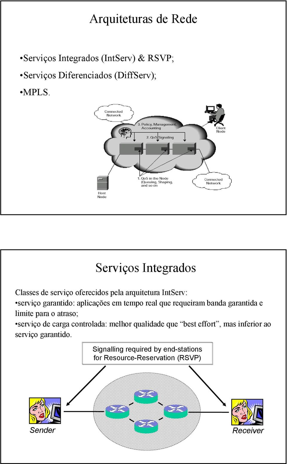 tempo real que requeiram banda garantida e limite para o atraso; serviço de carga controlada: melhor qualidade