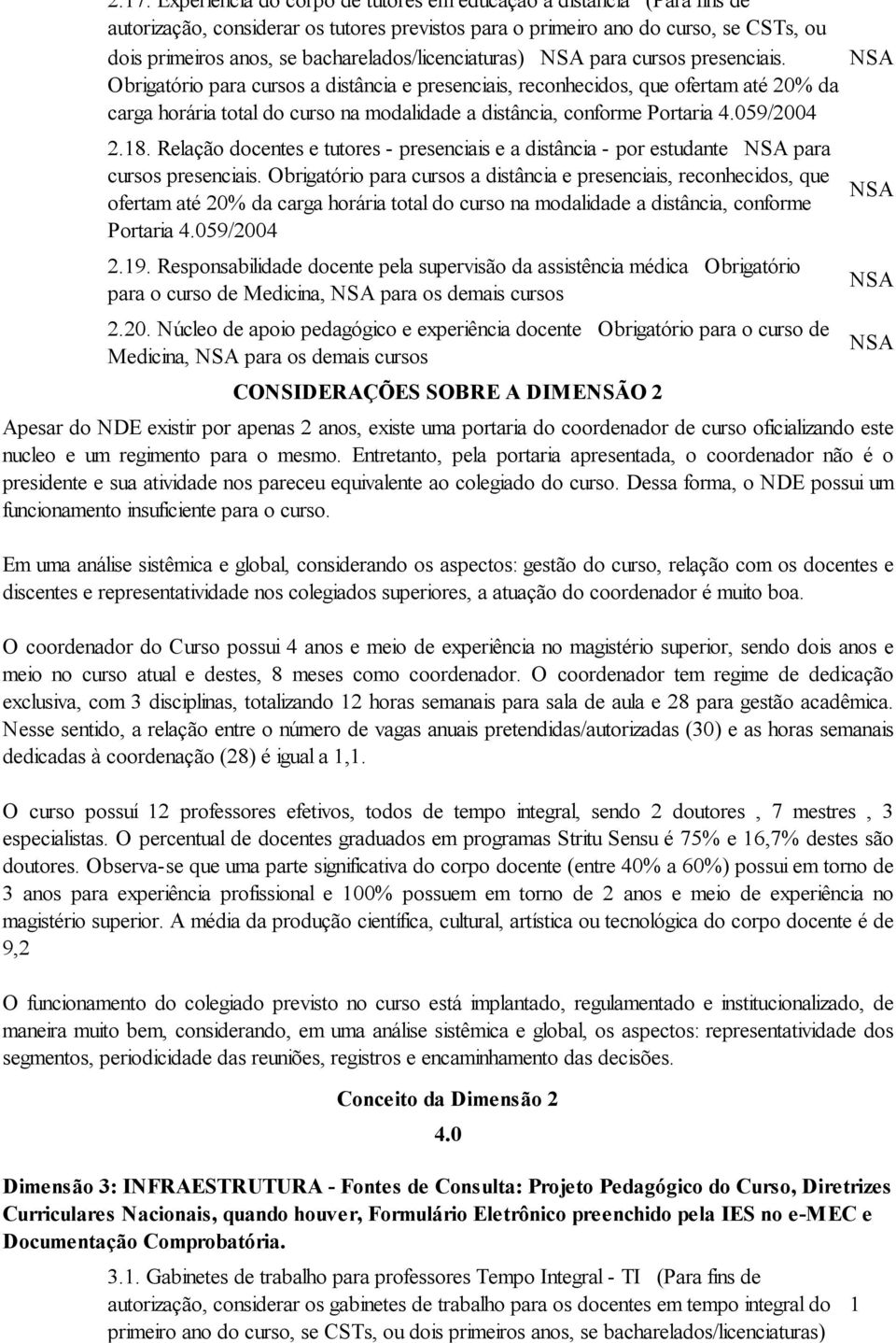 Obrigatório para cursos a distância e presenciais, reconhecidos, que ofertam até 20% da carga horária total do curso na modalidade a distância, conforme Portaria 4.059/2004 2.18.