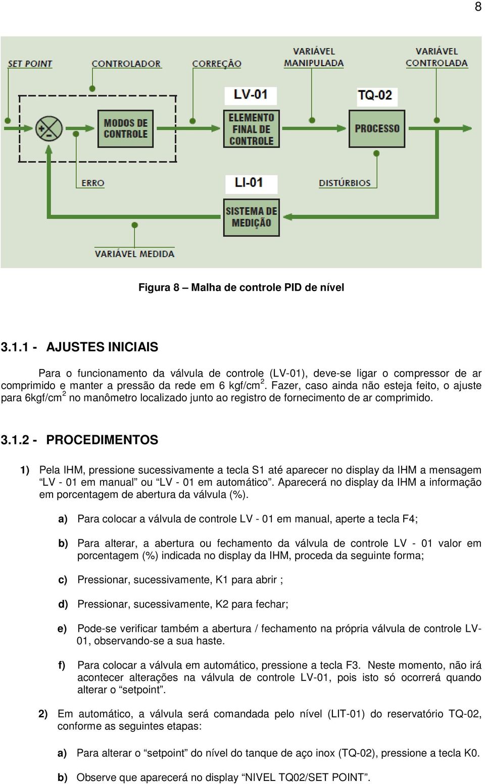 Fazer, caso ainda não esteja feito, o ajuste para 6kgf/cm 2 no manômetro localizado junto ao registro de fornecimento de ar comprimido. 3.1.