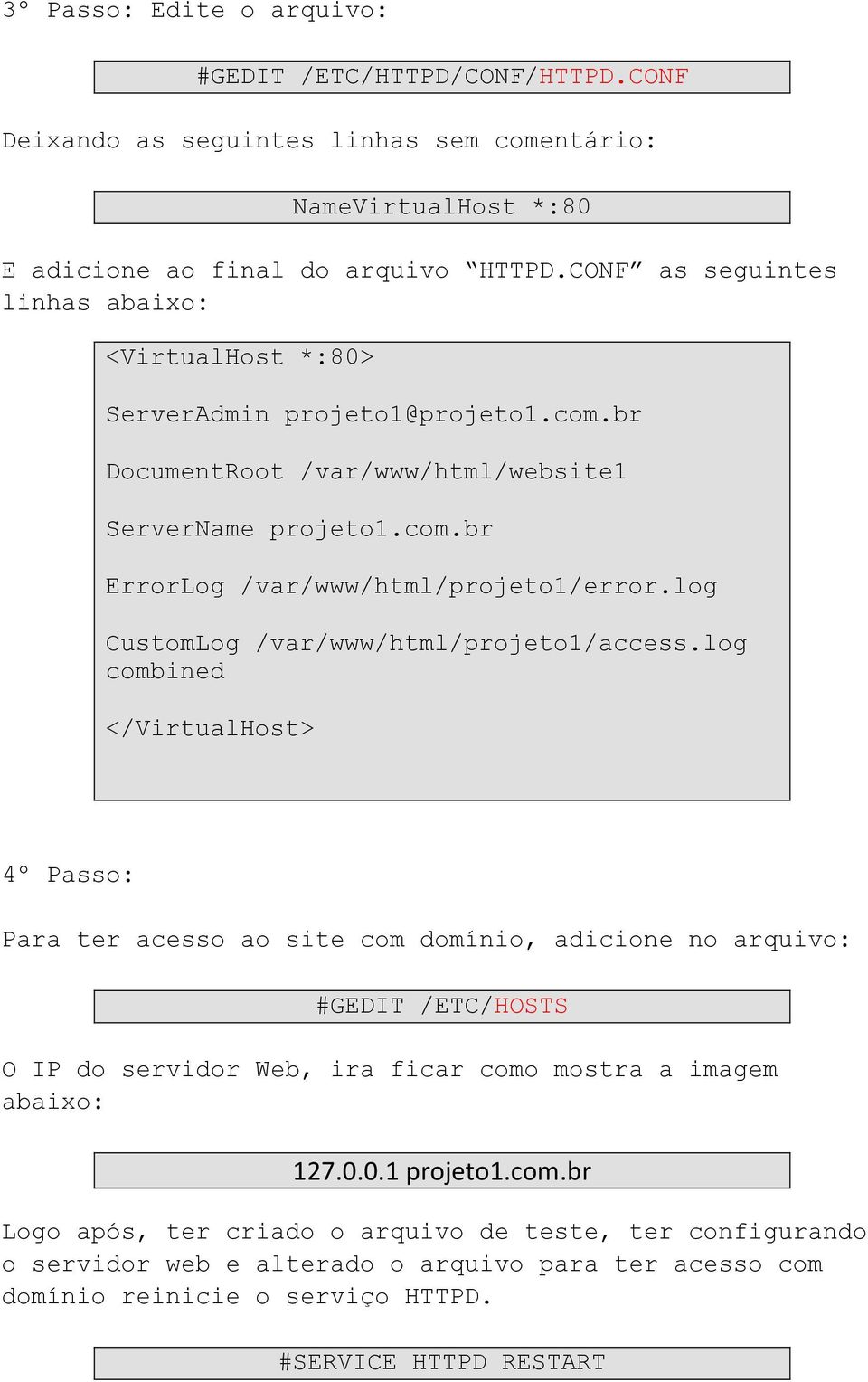 log CustomLog /var/www/html/projeto1/access.