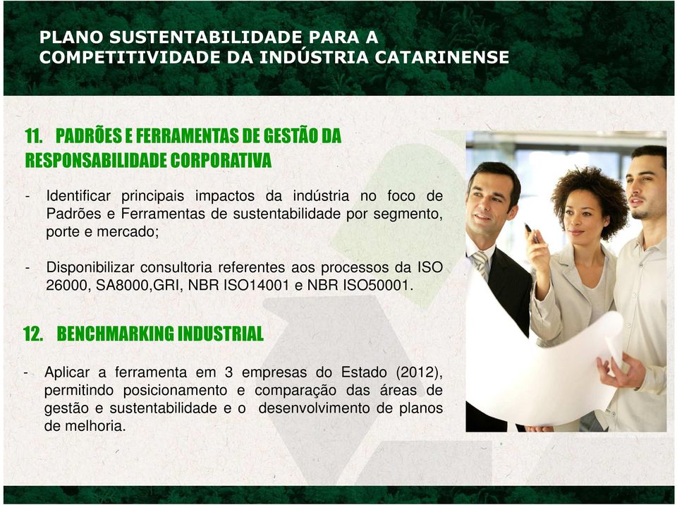 da ISO 26000, SA8000,GRI, NBR ISO14001 e NBR ISO50001. 12.