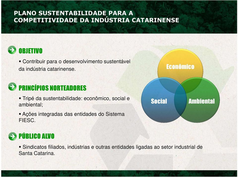 ambiental; Ações integradas das entidades do Sistema FIESC.