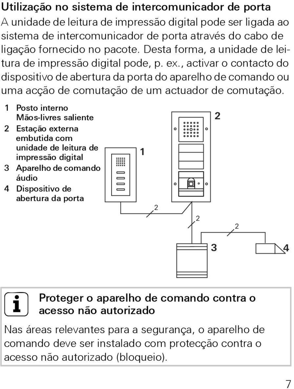 , activar o contacto do dispositivo de abertura da porta do aparelho de comando ou uma acção de comutação de um actuador de comutação.