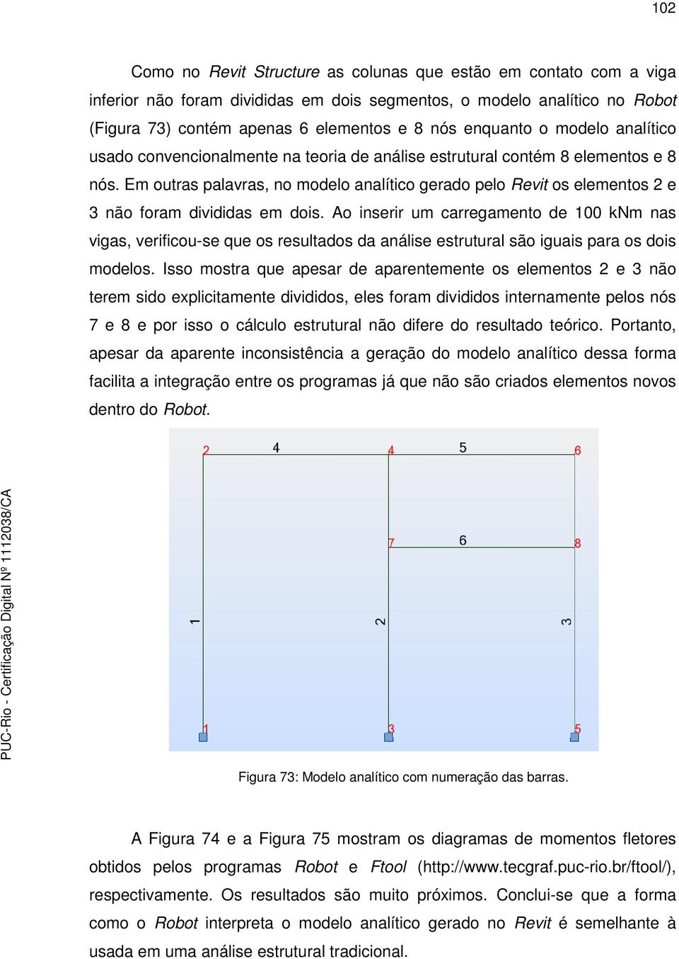 Em outras palavras, no modelo analítico gerado pelo Revit os elementos 2 e 3 não foram divididas em dois.