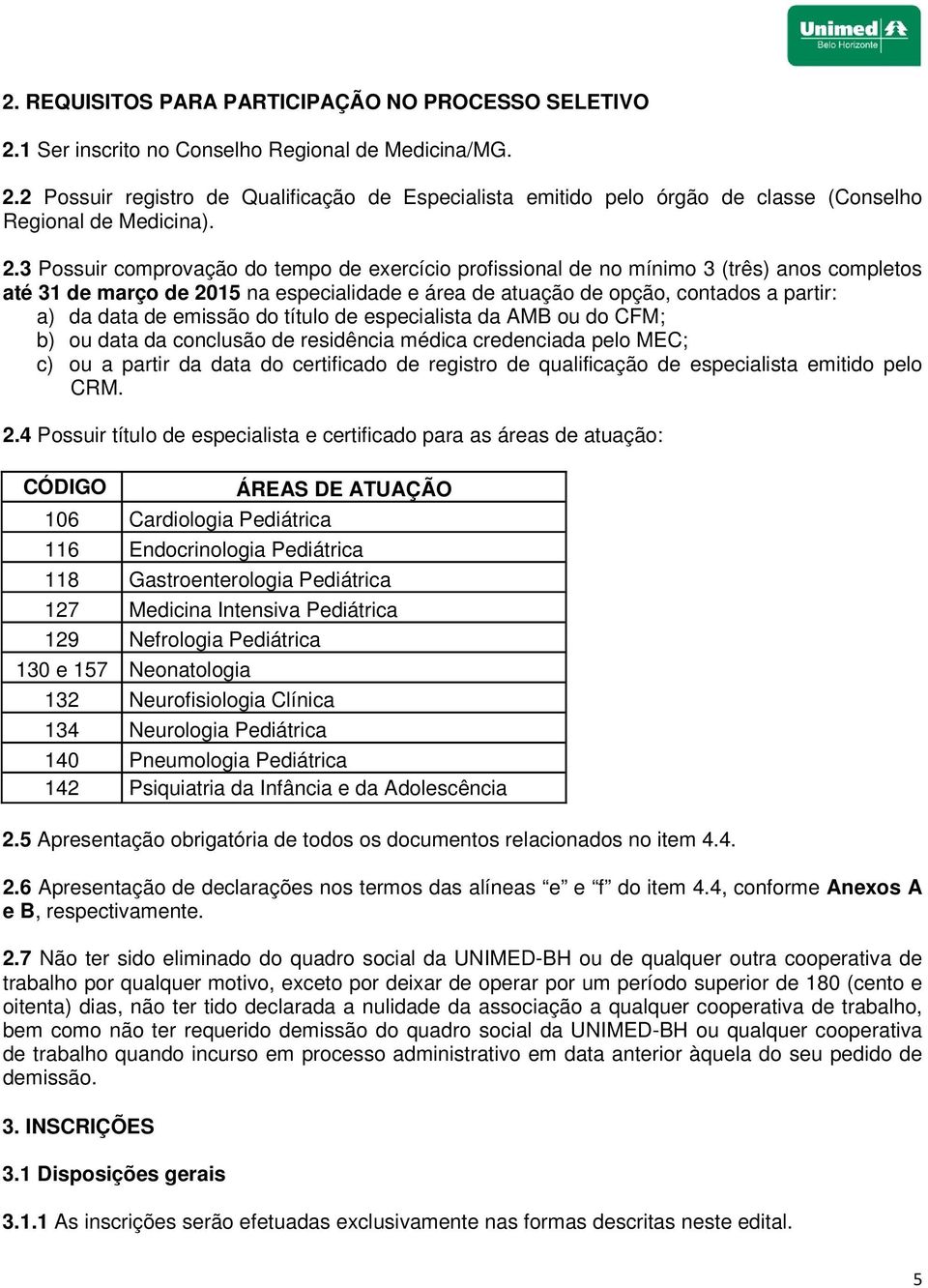 emissão do título de especialista da AMB ou do CFM; b) ou data da conclusão de residência médica credenciada pelo MEC; c) ou a partir da data do certificado de registro de qualificação de