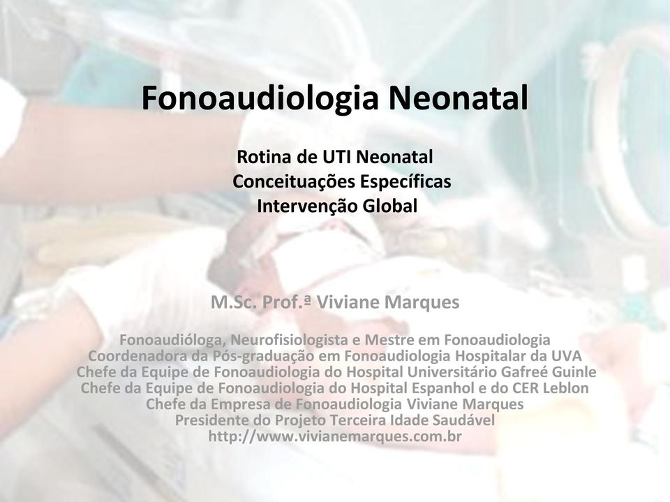 Hospitalar da UVA Chefe da Equipe de Fonoaudiologia do Hospital Universitário Gafreé Guinle Chefe da Equipe de Fonoaudiologia do