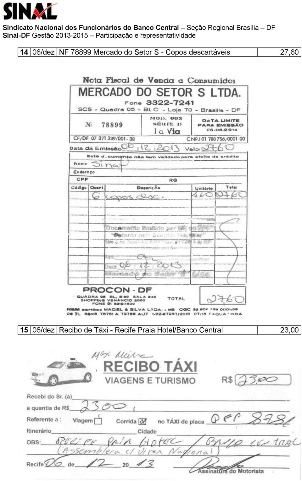 27,60 15 06/dez Recibo de Táxi -