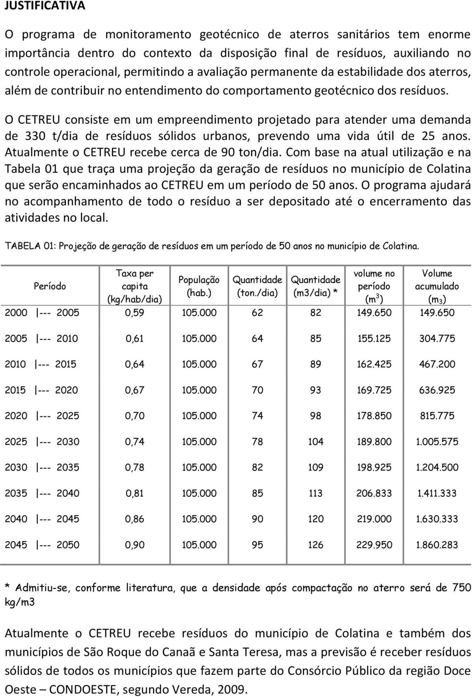 O CETREU consiste em um empreendimento projetado para atender uma demanda de 330 t/dia de resíduos sólidos urbanos, prevendo uma vida útil de 25 anos. Atualmente o CETREU recebe cerca de 90 ton/dia.