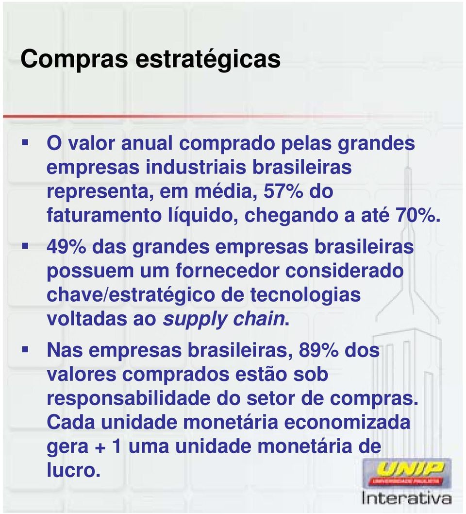 49% das grandes empresas brasileiras possuem um fornecedor considerado chave/estratégico de tecnologias voltadas ao