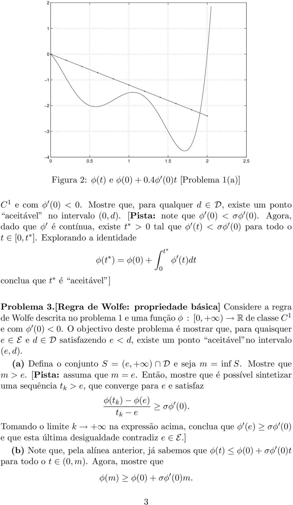 Explorando a identidade conclua que t é aceitável ] φ(t )=φ(0) + t 0 φ (t)dt Problema 3.