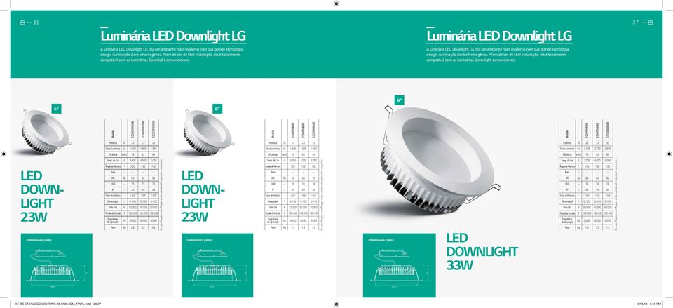 Luminária LED Downlight LG A luminária LED Downlight LG cria um ambiente mais moderno com sua grande tecnologia, design, iluminação clara e homogênea.