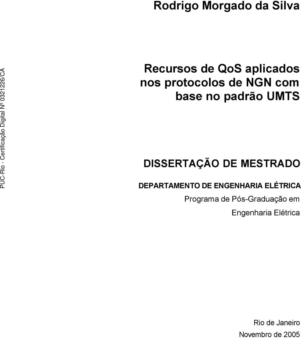 MESTRADO DEPARTAMENTO DE ENGENHARIA ELÉTRICA Programa de