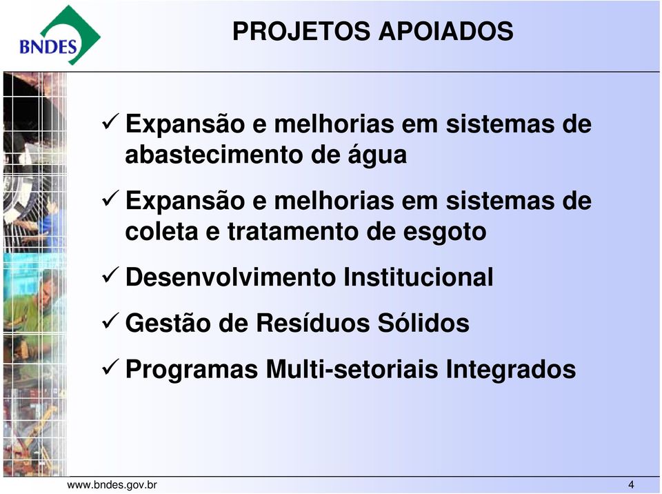 coleta e tratamento de esgoto Desenvolvimento Institucional