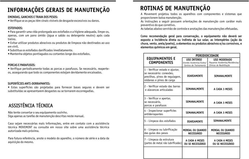 Evitar utilizar produtos abrasivos ou produtos de limpeza não destinados ao uso em vinil. Substitua os estofados danificados imediatamente.