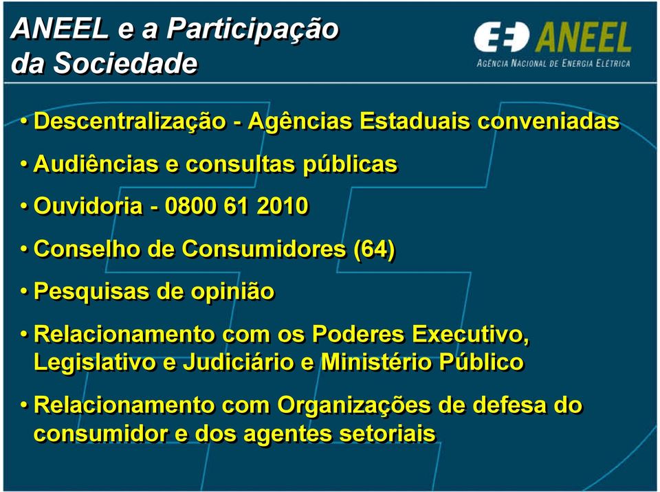 Pesquisas de opinião Relacionamento com os Poderes Executivo, Legislativo e Judiciário e