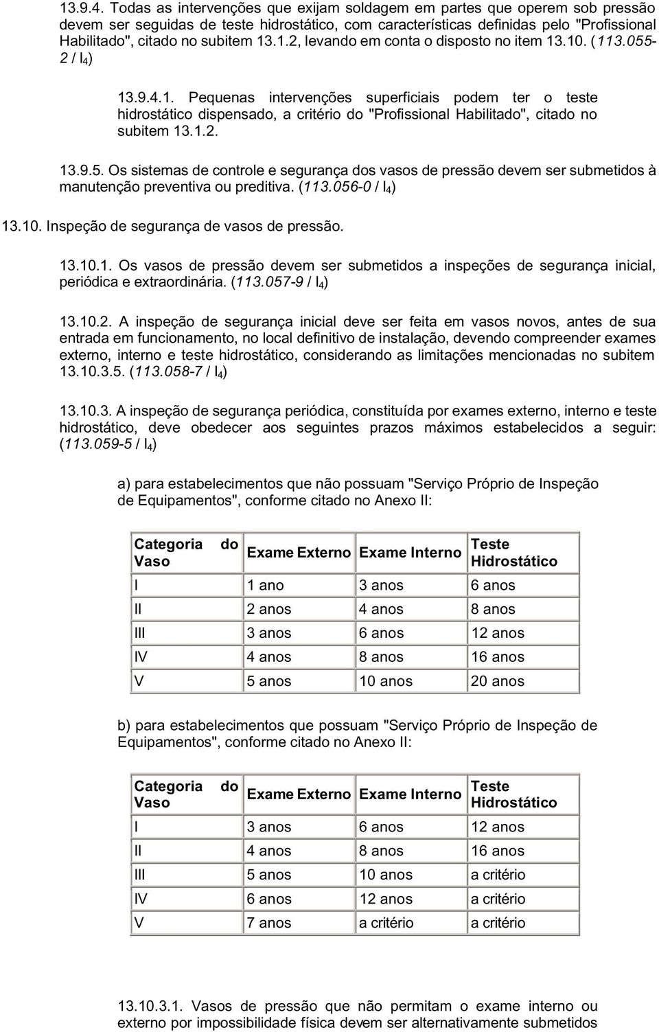 1.2, levando em conta o disposto no item 13.10. (113.055-2 / I 4) 1.