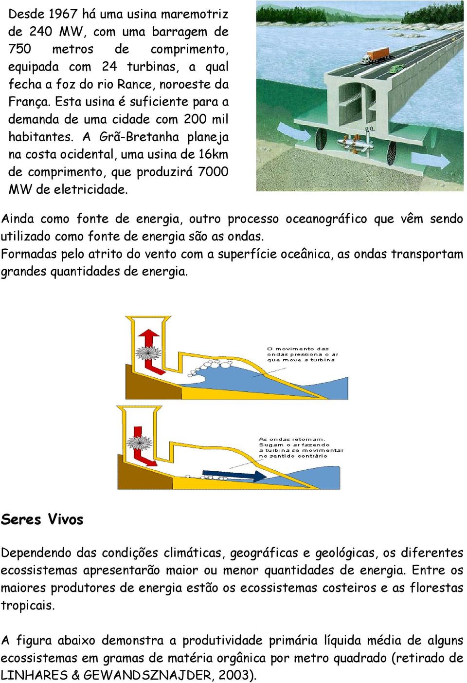 Ainda como fonte de energia, outro processo oceanográfico que vêm sendo utilizado como fonte de energia são as ondas.