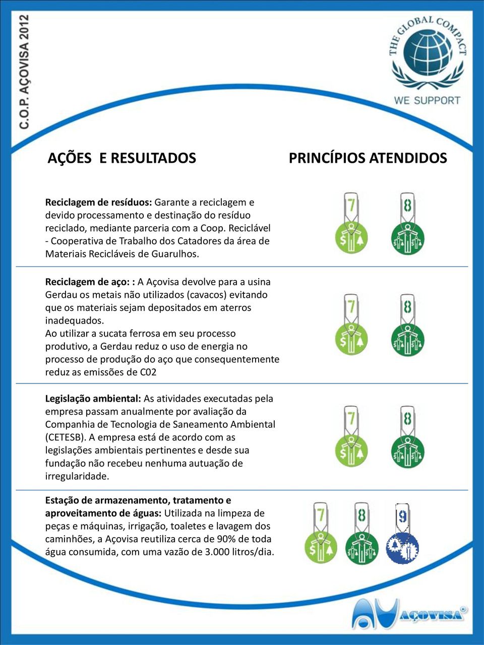 Reciclagem de aço: : A Açovisa devolve para a usina Gerdau os metais não utilizados (cavacos) evitando que os materiais sejam depositados em aterros inadequados.