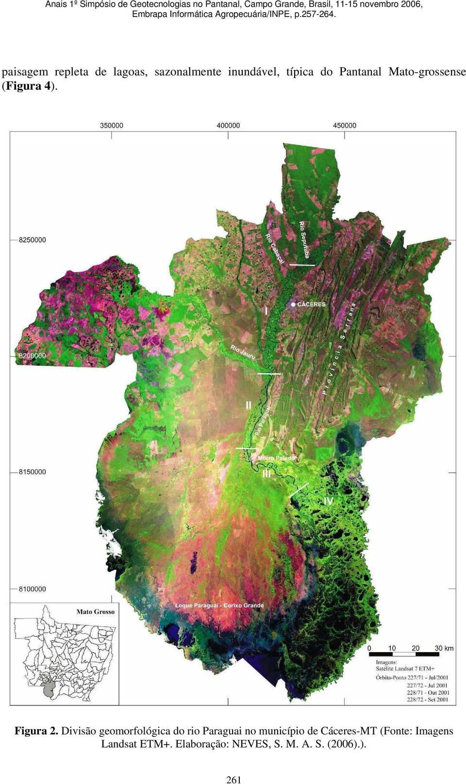 Divisão geomorfológica do rio Paraguai no município de