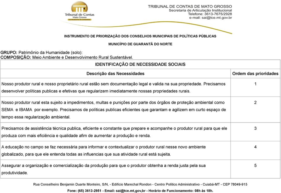 Precisamos desenvolver políticas publicas e efetivas que regularizem imediatamente nossas propriedades rurais.