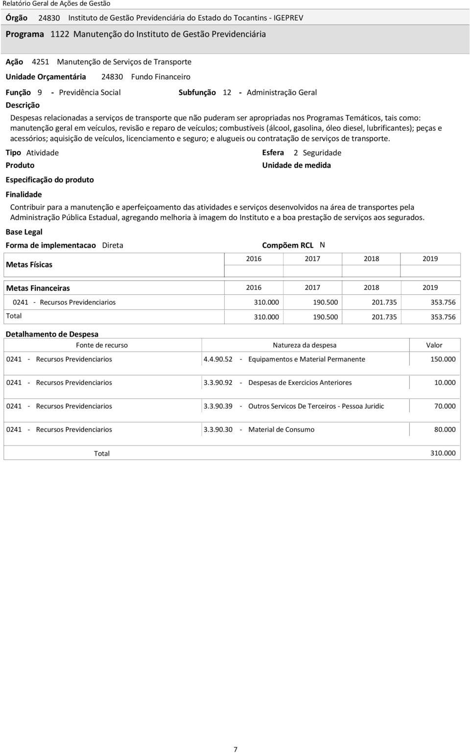 licenciamento e seguro; e alugueis ou contratação de serviços de transporte.