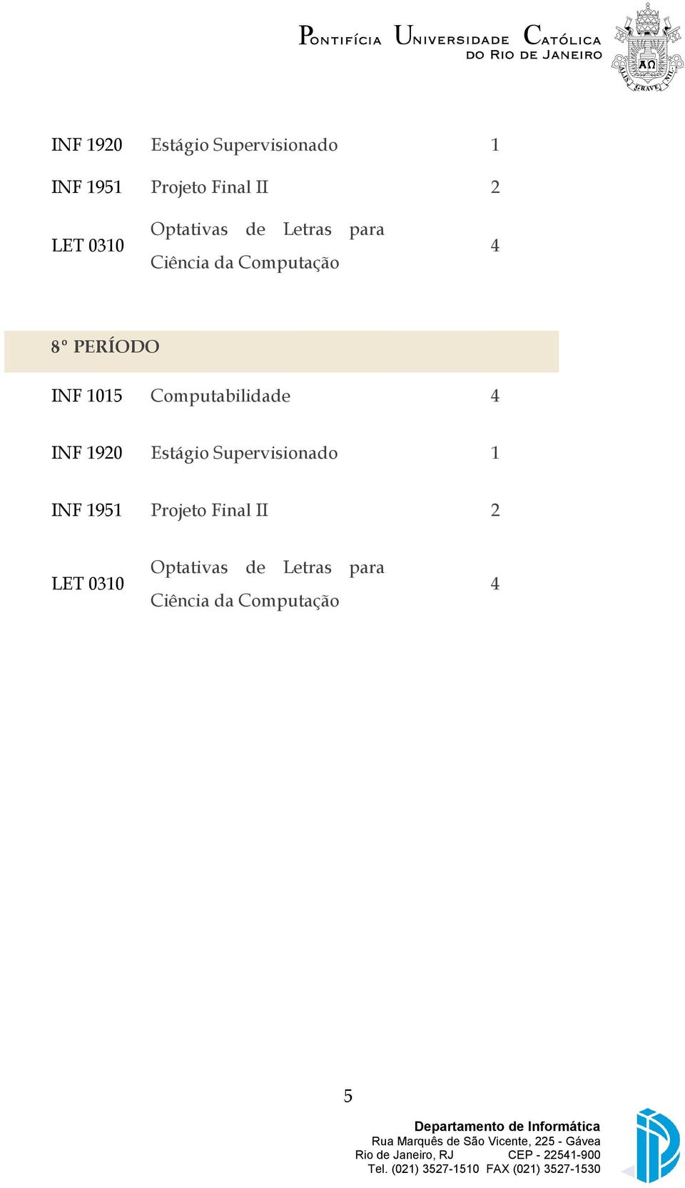 Computabilidade  Optativas de Letras para Ciência da Computação 5 Rio de