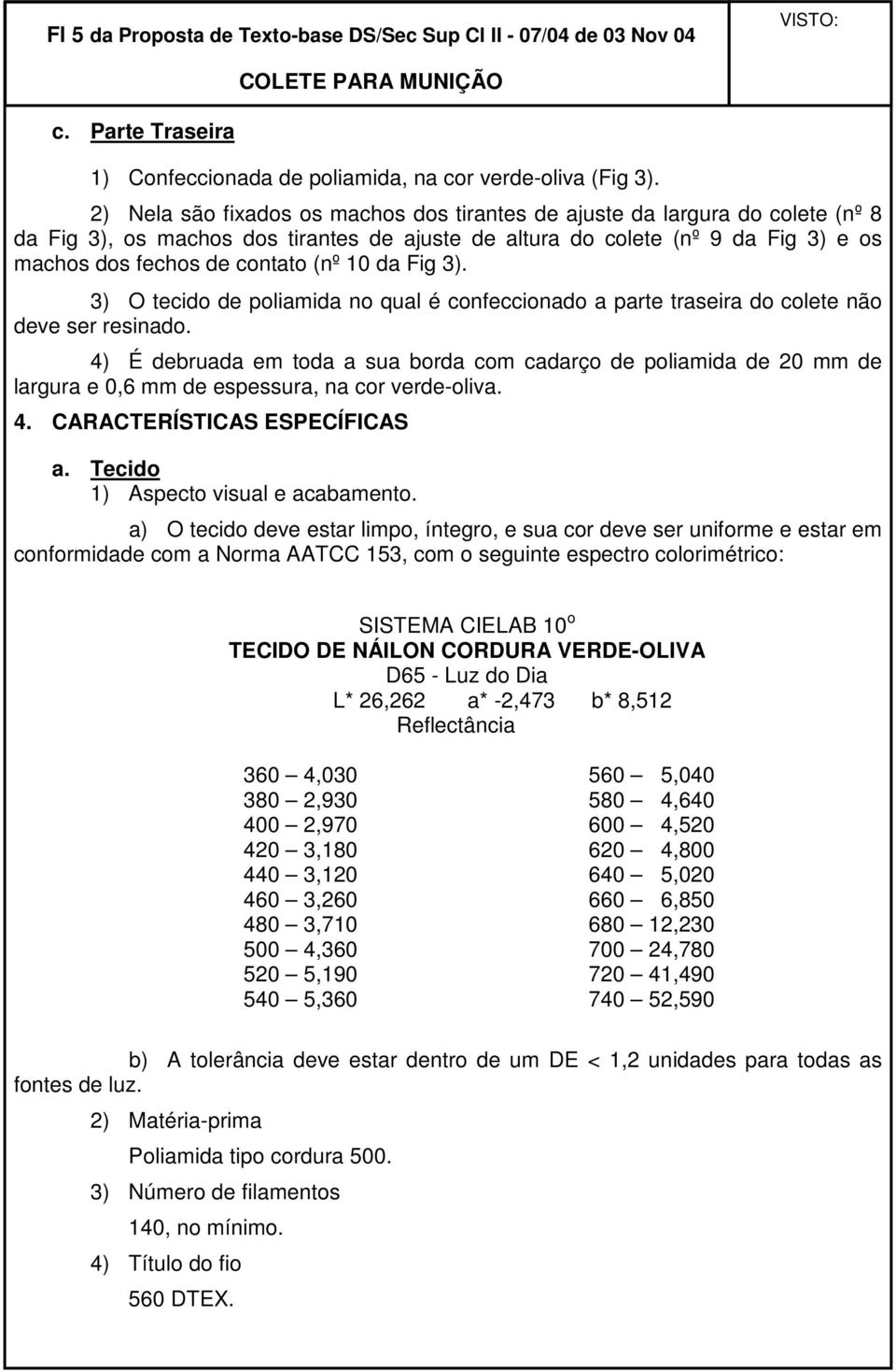 10 da Fig 3). 3) O tecido de poliamida no qual é confeccionado a parte traseira do colete não deve ser resinado.