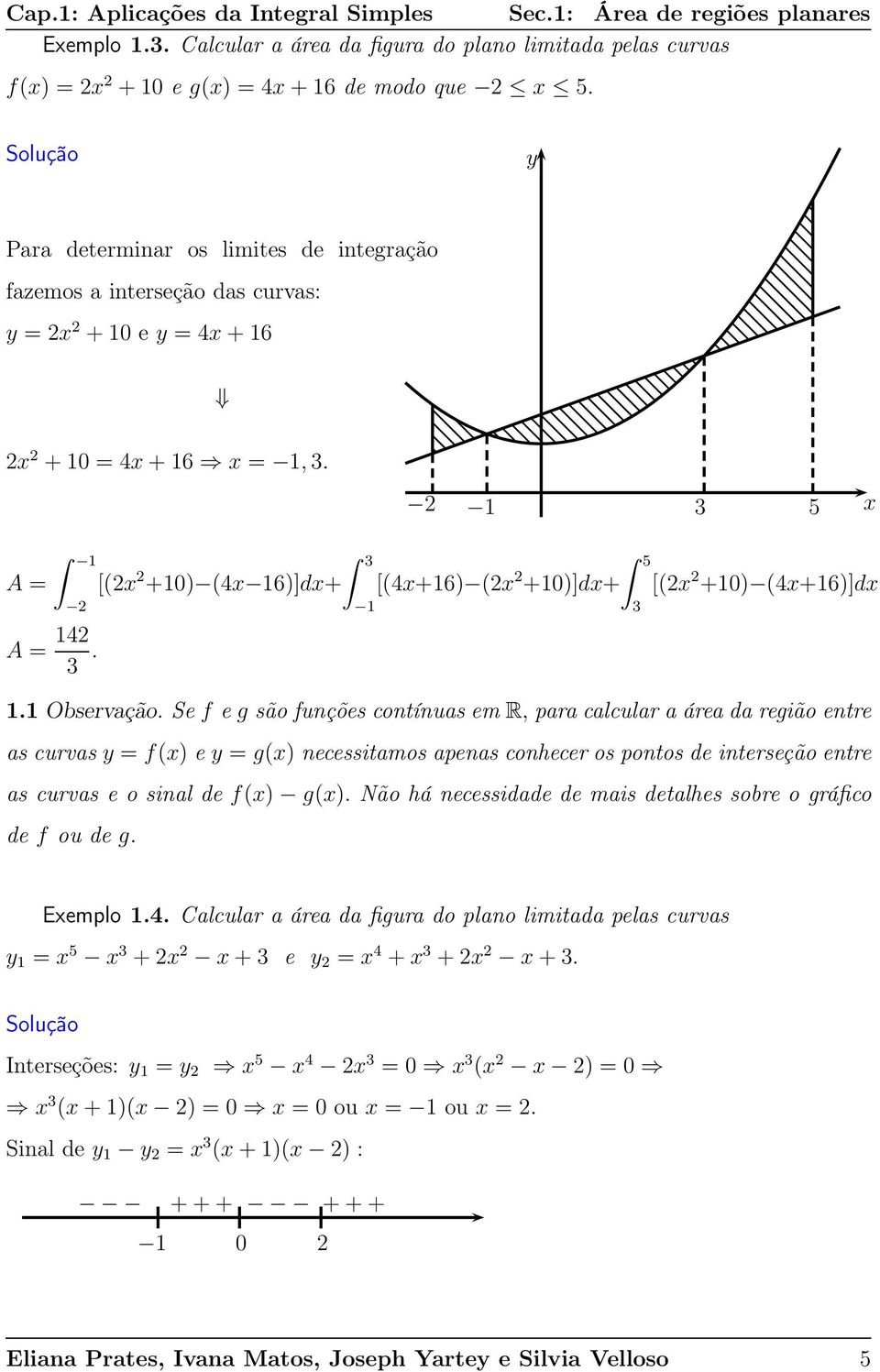 Se f e g são funções contínus em R, pr clculr áre d região entre s curvs = f() e = g() necessitmos pens conhecer os pontos de interseção entre s curvs e o sinl de f() g().