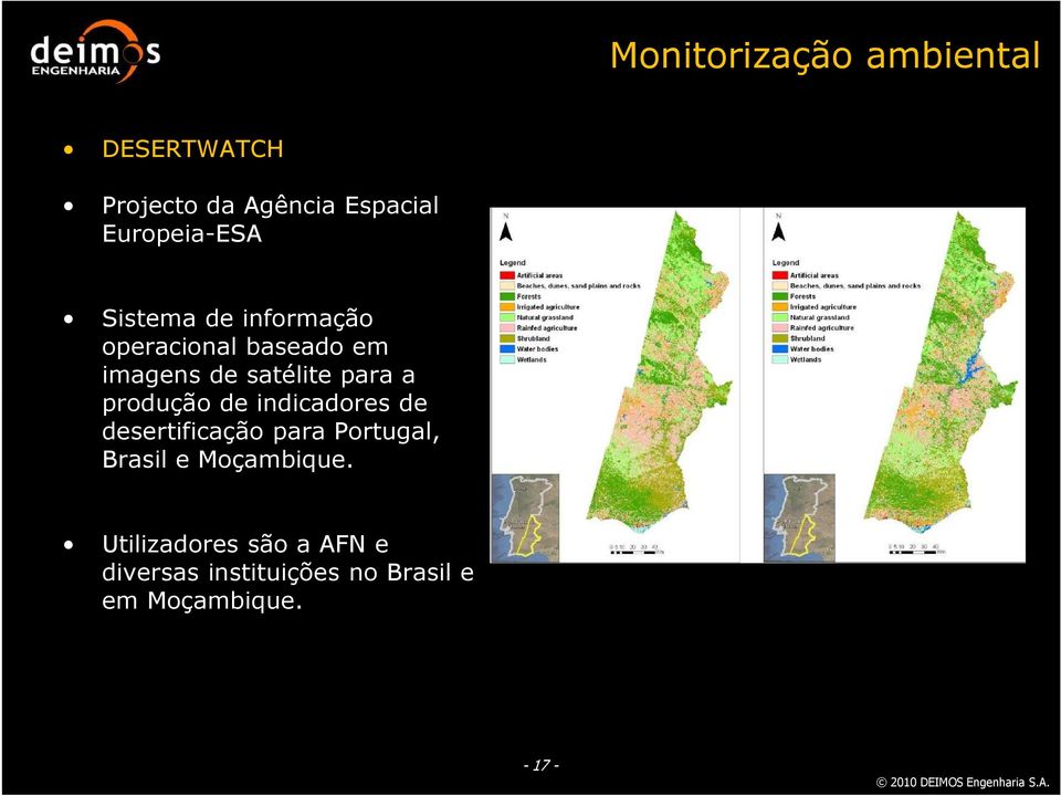 satélite para a produção de indicadores de desertificação para Portugal,