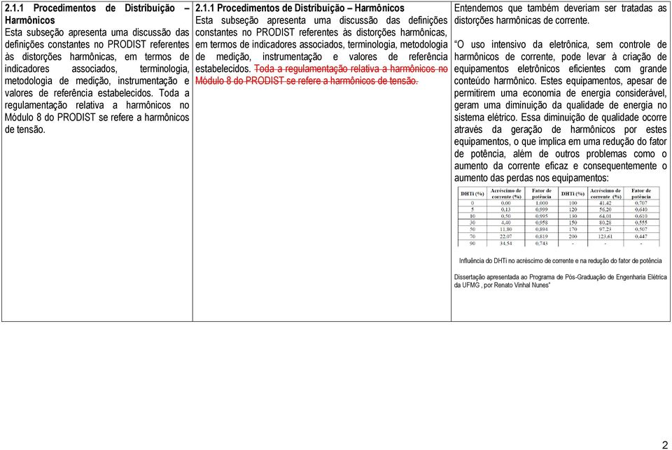 Entendemos que também deveriam ser tratadas as distorções harmônicas de corrente.