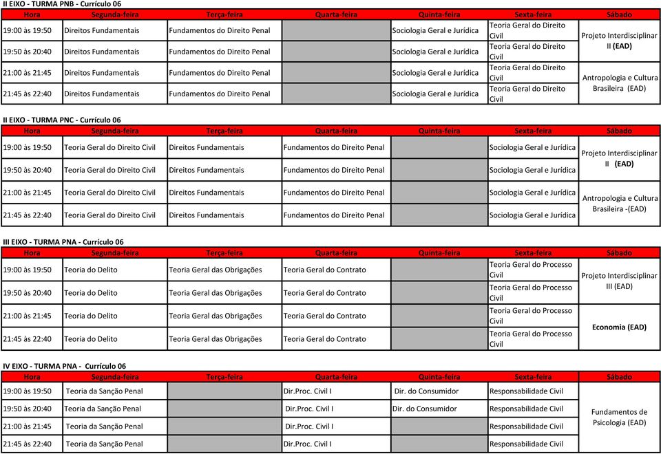 Brasileira (EAD) II EIXO - TURMA PNC - Currículo 06 Direitos Fundamentais Fundamentos do Direito Sociologia Geral e Jurídica Direitos Fundamentais Fundamentos do Direito Sociologia Geral e Jurídica