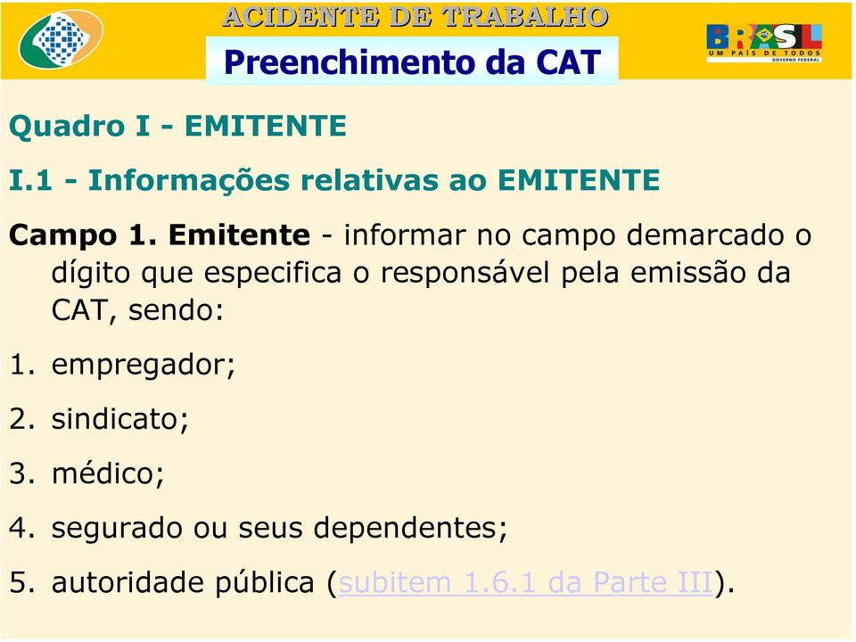 Emitente - informar no campo demarcado o dígito que especifica o responsável