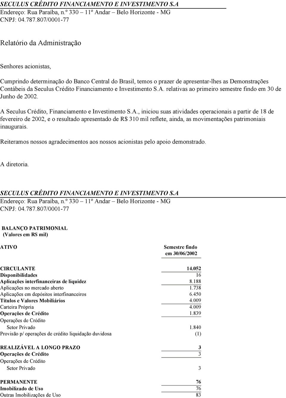 Financiamento e Investimento S.A.