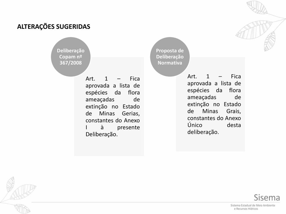 Minas Gerias, constantes do Anexo I à presente. Art.