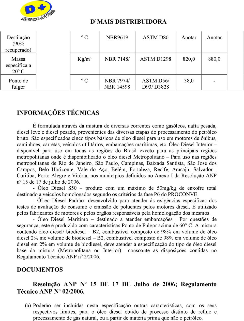 São especificados cinco tipos básicos óleo diesel para uso em motores ônibus, caminhões, carretas, veículos utilitários, embarcações marítimas, etc.